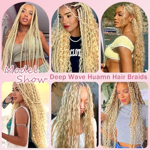 Blonde Human Braiding Hair Extensions 18 Inch Boho Style - 3 Bundles #613