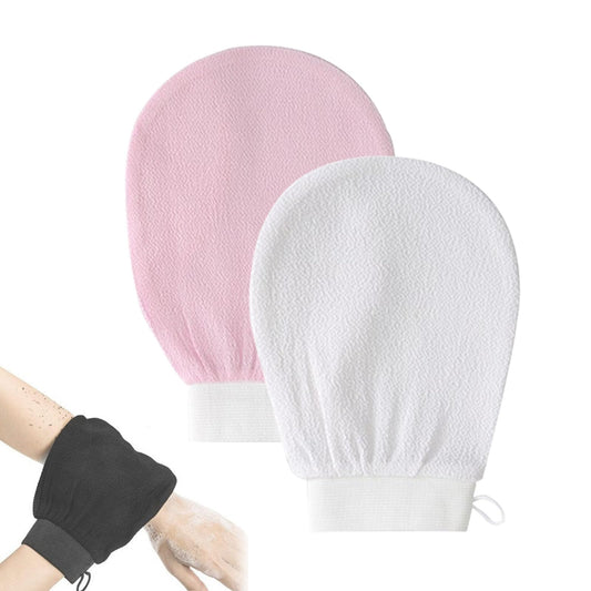 Cheeky Glow Exfoliating Glove, Exfoliating Glove, Scrub Gloves Exfoliating, Body Scrub Gloves Deep Body Exfoliator Mitt Dead Skin Remover Shower Scrubbing Gloves (White+ Pink)