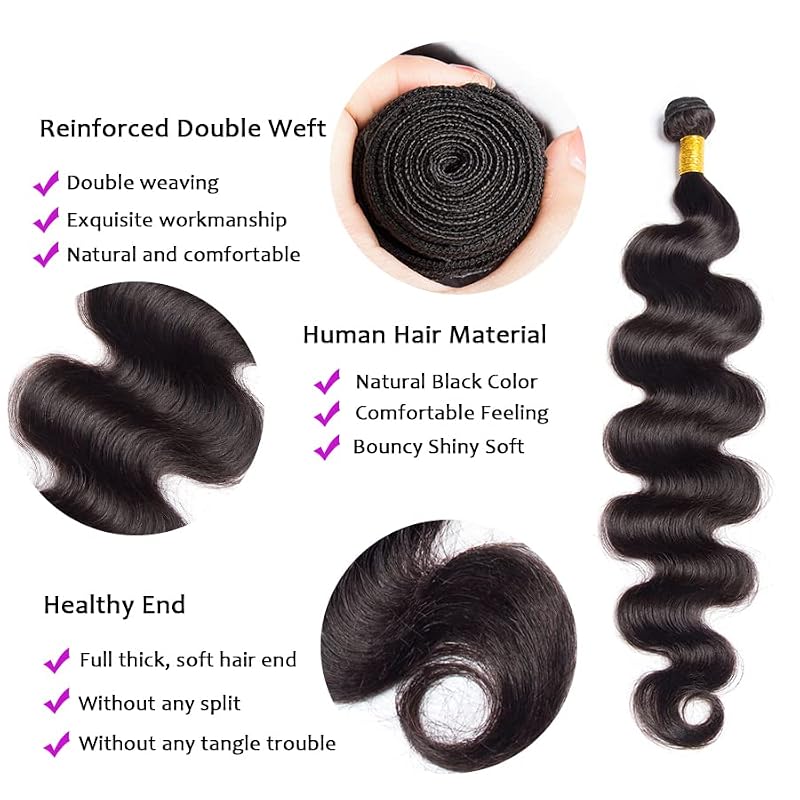 8 Inch Human Hair Extensions Body Wave Virgin Brazilian Hair for Black Women