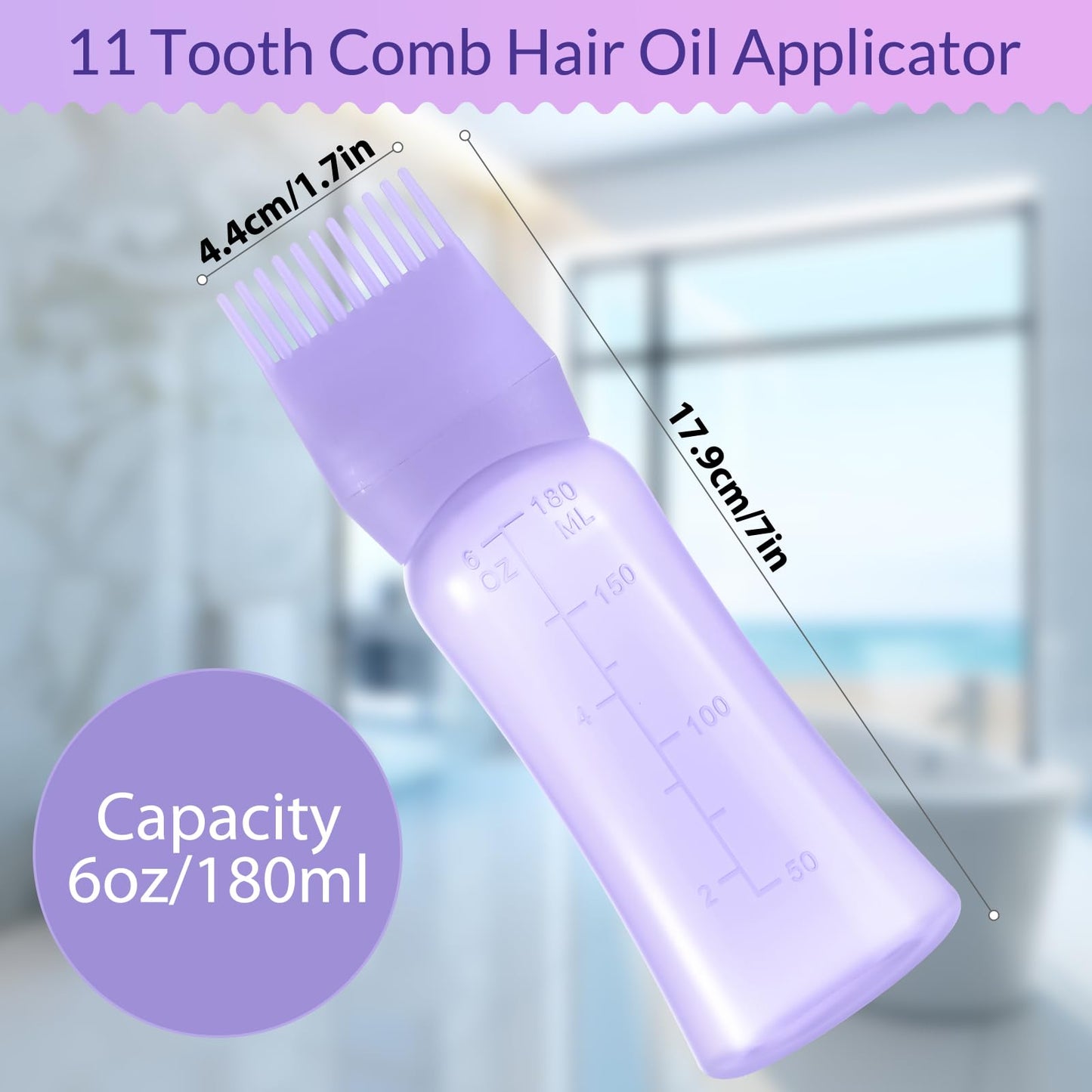 Root Comb Applicator Bottle 6 Ounce Hair Oil Applicator for Hair Dye, Hair Oiler Comb Bottle with Graduated Scale