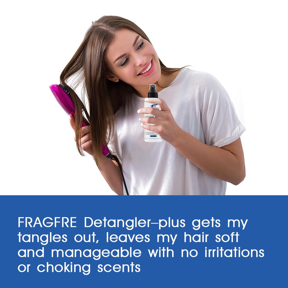 FRAGFRE Detangler plus Styling Hair Spray 8 oz - Heat Protectant and Blowout Spray - Leave in Conditioner for Sensitive Skin - Fragrance Free Hypoallergenic Unscented - Anti Frizz Vegan Cruelty Free