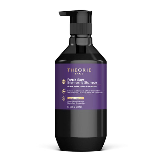 Theorie Purple Sage Brightening Shampoo- Balance, Tone & Brighten Blonde, Silver, Grey, Bleached, Color Treated or Highlighted Hair, Eliminate Brassiness & Yellowing (13.53 Fl Oz (Pack of 1))