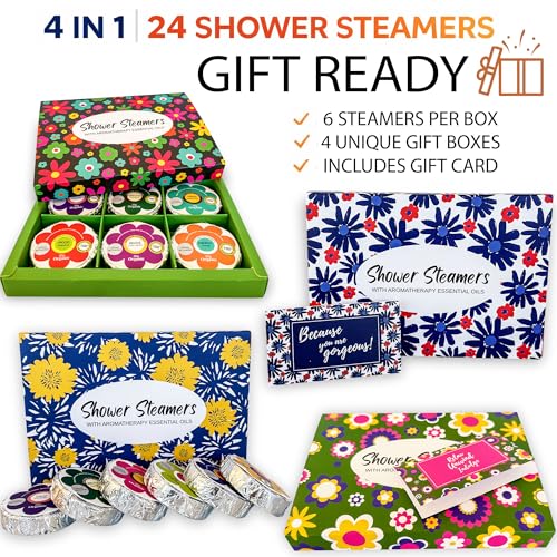 24 Shower Steamers Aromatherapy Gift Set - Organic Spa Shower Bombs for Women
