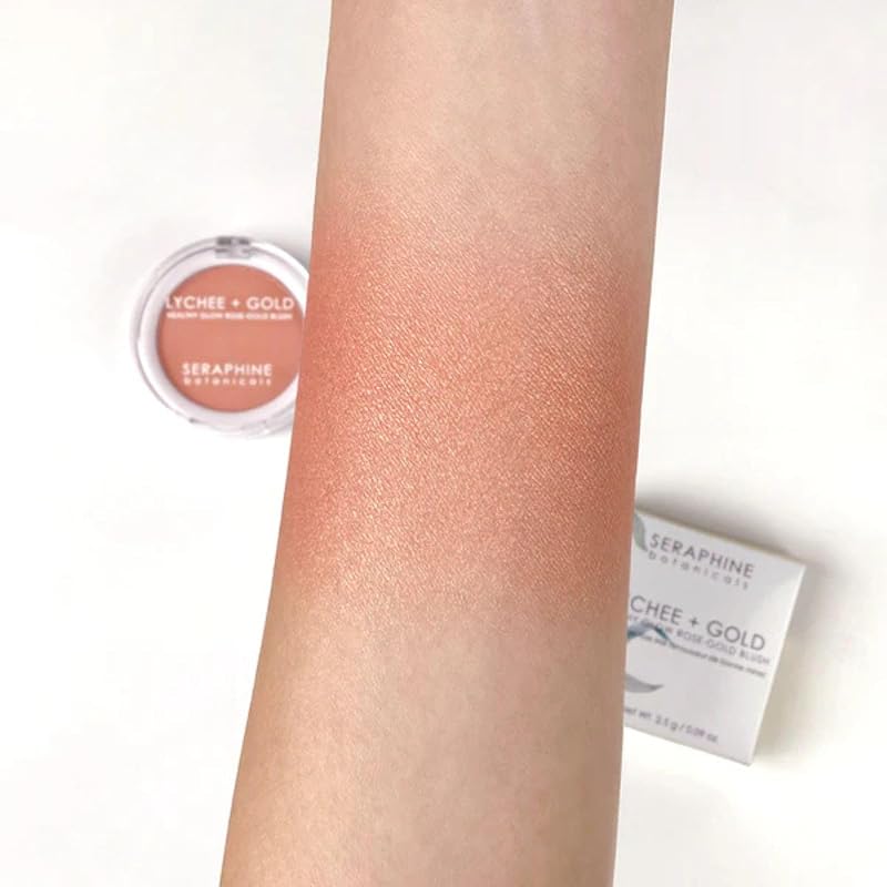Lychee + Gold Healthy Glow Blush Palette – Rose-Gold Shimmer Cheek Color, with Ginger, Mangosteen & Chamomile Extracts | Variation: Lychee & Gold