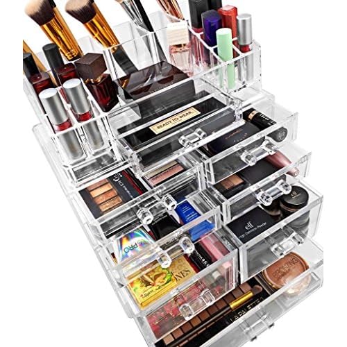 Sorbus Acrylic Cosmetics Makeup and Jewelry Storage Case Display Sets ? Interlocking Drawers to Create Your Own Specially Designed Makeup Counter ? Stackable and Interchangeable (Clear)
