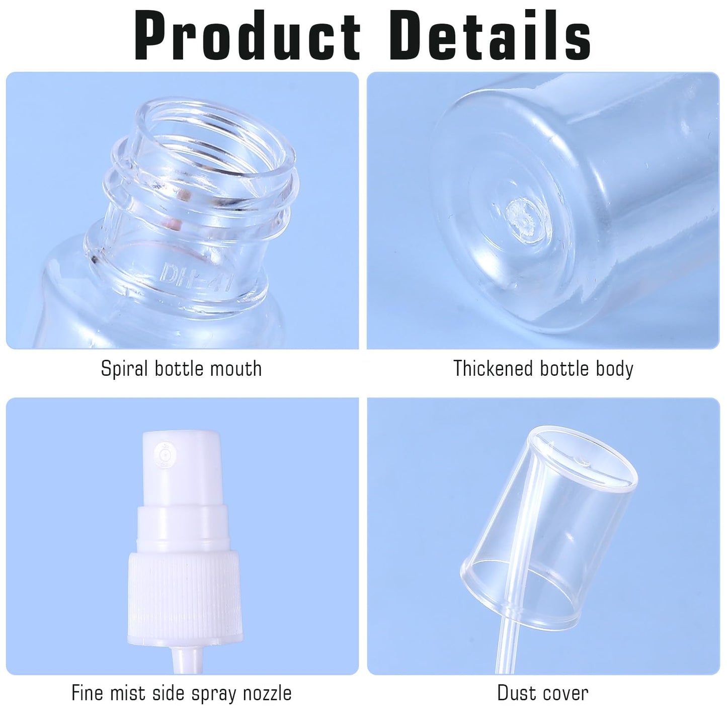 Giantree 4-Pack Clear Spray Bottles, 0.7 oz/20ml Small Plastic Spray Bottles, Empty Travel Bottle, Fine Mist Sprays Bottle for Hair, Reusable Fine Mist Sprays Vase for Alcohol Perfume