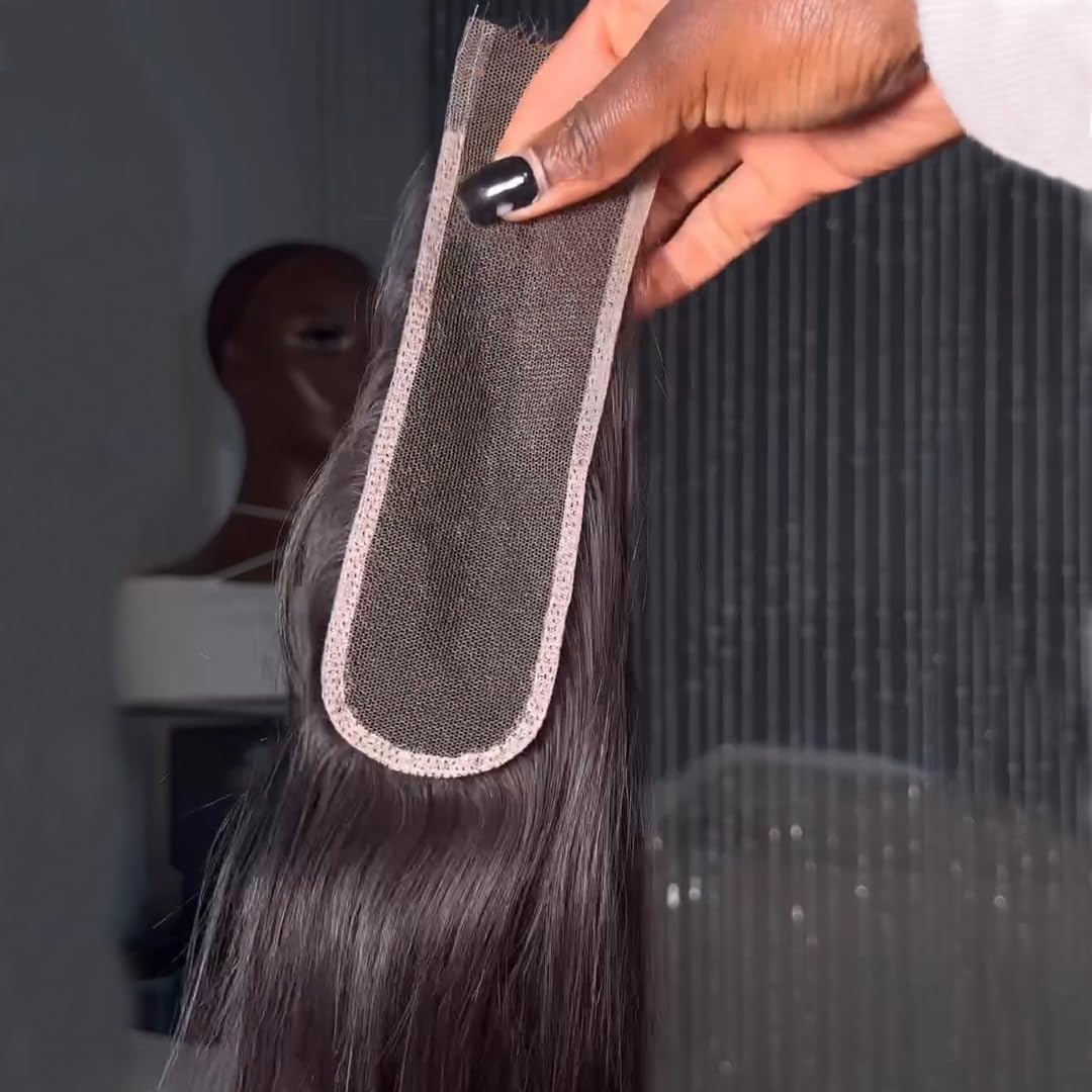 BEEOS Body Wave 2x6 SKINLIKE Real HD Lace Closure, 0.10mm Ultra-thin Invisible Lace Pre-Plucked Bleached Knots Natural Black Human Hair 18 Inch