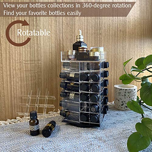 Clear Essential Oil Storage Rack Rotating Tower Organizer for 64 Bottles - JEREVER