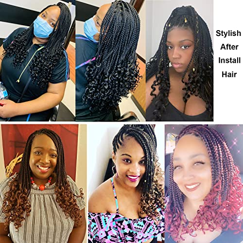7 Packs 10 Inch Boho Goddess Box Braids Crochet Hair for Black Women - 1B#