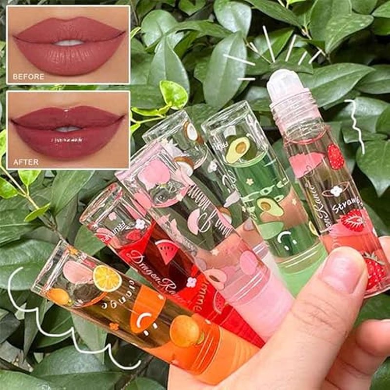 6 Pcs Fruit Lip Oil, KTouler Hydrating Lip Glow Oil Lip Gloss, Long-lasting Nourishing Moisturizer Lipstick Set