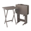 Winsome Alex Set of 4 Foldable Snack Tables with Storage Rack - Oyster Gray