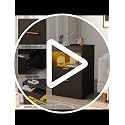 Yusong RGB LED Nightstand with Charging Station - Black 001