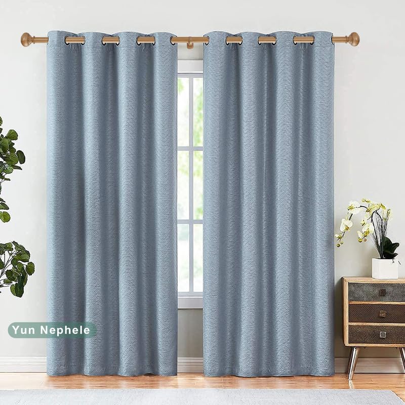 Yun Nephele Brown Wood Grain Extra Long Curtain Rods 144-240 Inch Heavy Duty Boho Drapery Rod with Finials & Adjustable Brackets