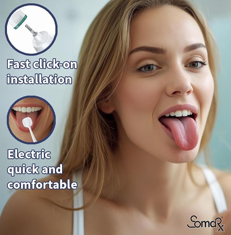 8 Pack Tongue Brush Heads for Philips Sonicare Electric Toothbrush - Fits 4100/5100/6100/9023, Not Essence/E Series or One, Family Size
