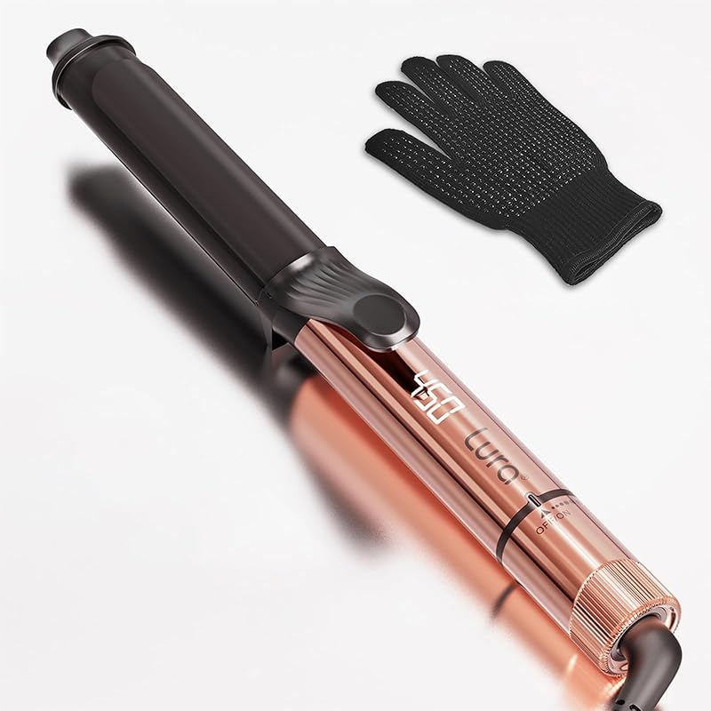 1.25 Inch Oval Ceramic Curling Iron with Temperature LCD - Long Barrel Pro Curling Wand, Auto Shut-Off