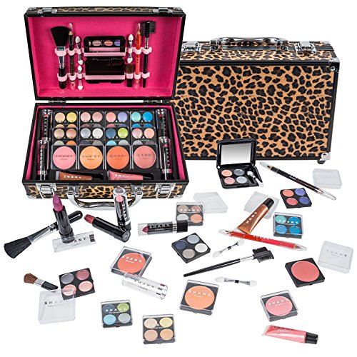 Leopard SHANY Carry All Makeup Train Case with Pro Cosmetic Set & Brushes