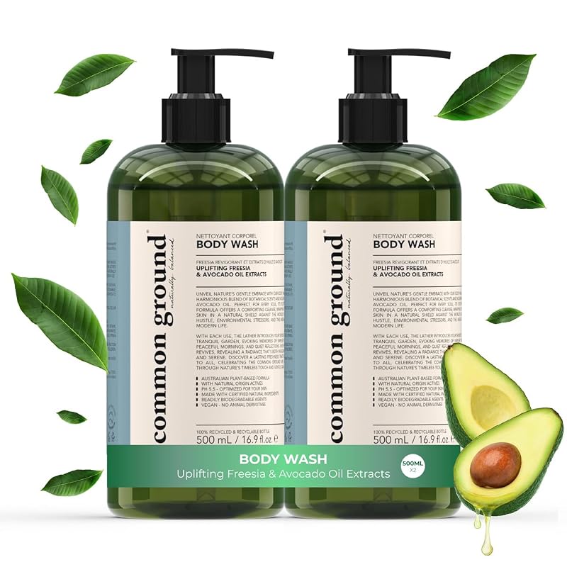 Common Ground Botanical Freesia Scented Body Wash for Sensitive Skin 16.9 oz (Pack of 2) pH 5.5