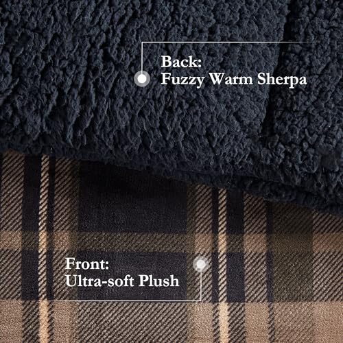 Woolrich King Reversible Plush Sherpa Comforter Set Brown & Black 4PC