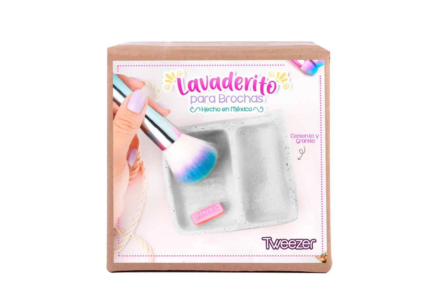 Tweezer - Mini Mexican Washboard for Makeup Brush Cleaner Handmade, Brush Cleaning, Washing Tool Cosmetic Brush Clanear, Mexican Lavaderito, Lavadero Miniatura Artesanal, Brush Washer (White)