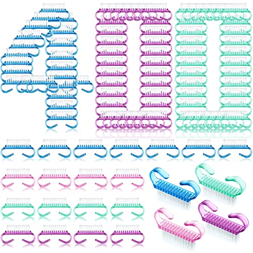 Bokon 400 Pcs Handle Grip Nail Brush Bulk Fingernail Scrub Brush for Toes and Nails Cleaner, Pedicure Scrubbing Tool Kit for Men and Women(Multicolor)