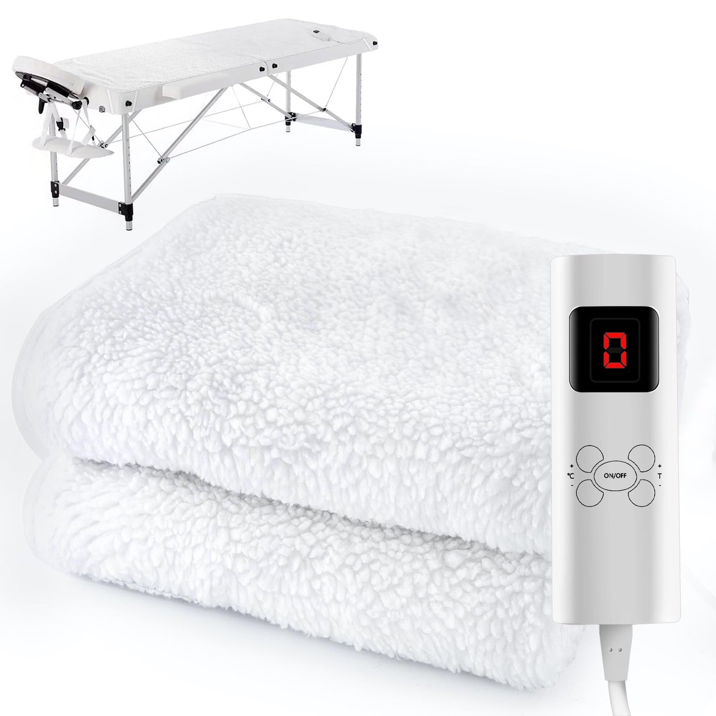 Massage Table Warmer Pads Heated Mattress Pad 9 Heat Settings Professional SPA Bed Warmer (71" x 30"), Digital Heat Control Pad Electric Heating Pad, w/Overheat Protection for Massage Bed & Spa,White