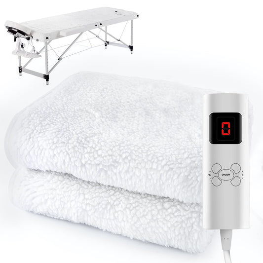 Massage Table Warmer Pads Heated Mattress Pad 9 Heat Settings Professional SPA Bed Warmer (71" x 30"), Digital Heat Control Pad Electric Heating Pad, w/Overheat Protection for Massage Bed & Spa,White