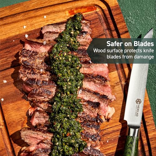 4-Piece Wooden Steak Plate Set with Juice Grooves and Sections