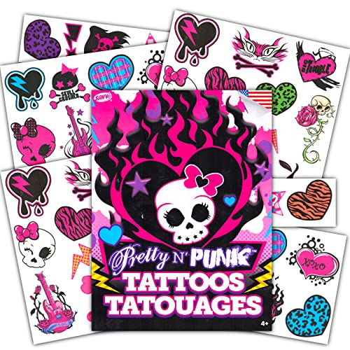 Punk Rock Temporary Tattoos Party Favor Set ~ 50+ Girl Punk Rocker Tattoos for Halloween Costumes, Party Supplies, More
