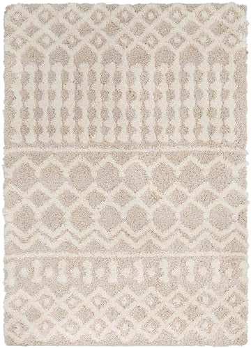 Livabliss Moroccan Shag Area Rug 5'3" x 7'3" Beige Modern Home Decor