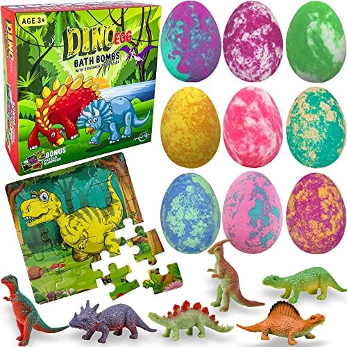 Kids Bath Bombs with Surprise Dinosaur Toys - Organic Shea & Essential Oils