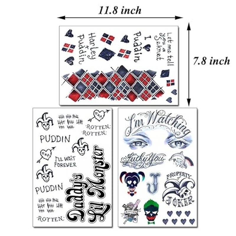 3 Sheets Temporary Tattoos Tattoo Sticker Perfect for Halloween Cosplay Costumes and Party Accessories