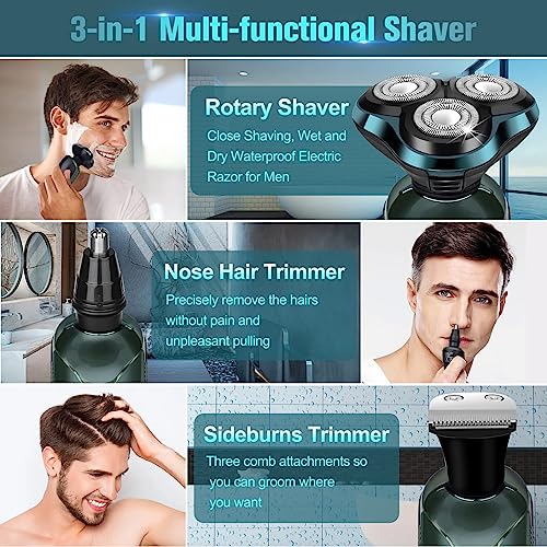 Electric Razor for Men, Cordless Rechargeable 3D Rotary Shaver with LED Display, Wet/Dry Waterproof Men¡¯s Shaving Kit with Pop-Up Trimmer, Ideal Razor Gift for Husband, Dad, Boyfriend