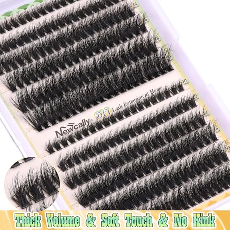 Lash Clusters Kit Thick Eyelash Clusters Individual Wispy Volume Lash Extension Kit 10-20MM Cluster Eyelash Extensions with Lash Glue Bond and Seal Tweezers (70D+80D) by Newcally