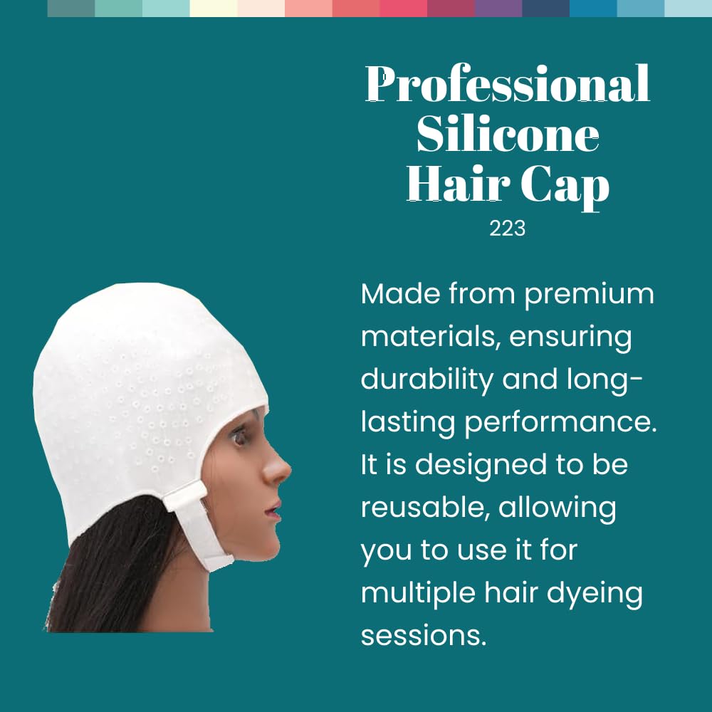 Dompel Silicone Highlight Hair Cap | Reusable Professional Silicone Cap with Needle | Special for Hair Dyeing | Model 233 CA