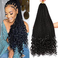 URNice 7 Pack 24 Inch Boho Goddess Box Braids Crochet Hair for Black Women - 1B#
