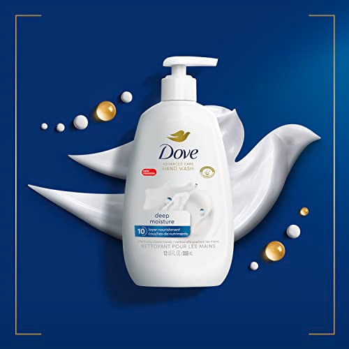 Dove Advanced Care Hand Wash Deep Moisture 4 Count for Soft, Smooth Skin & Body Wash with Pump Sensitive Skin Hypoallergenic, Paraben-Free, Sulfate-Free, Cruelty-Free