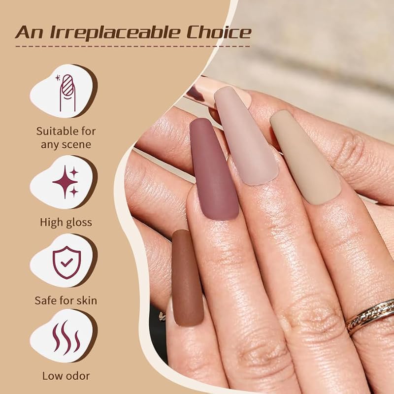 Gel Nail Polish Set 15ml Brown Earth Red Pink 9pcs UV Soak Off Manicure Kit - Variation 145C