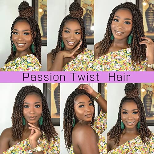 Passion Twist Crochet Hair 14 Inch 9 Packs - Pre-Looped Synthetic Braid for Black Women
