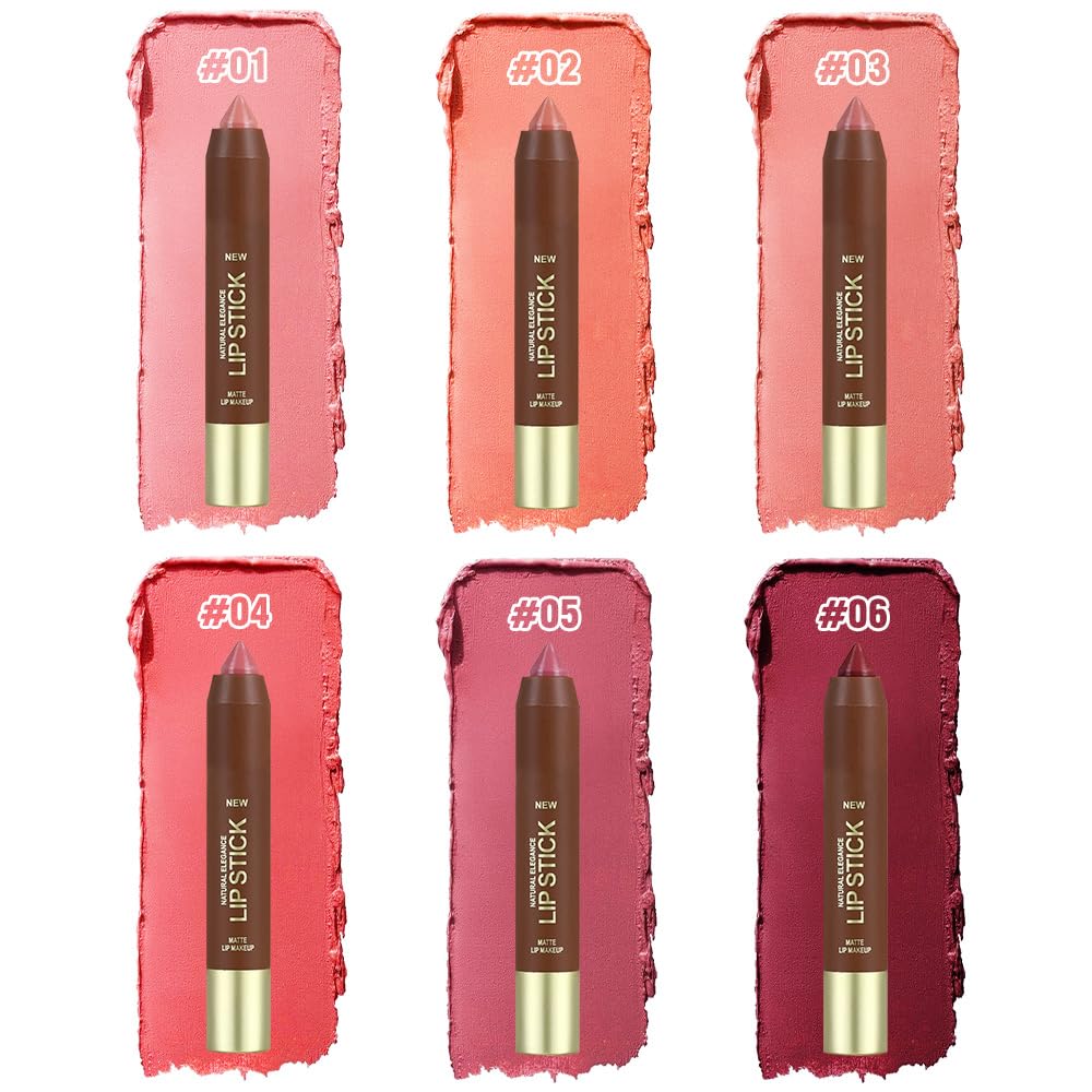 QIDSTERS Matte Lipstick Crayon Set for Women, Rose Pink 24 Hour Lipstick Lip Liner Pencil, Neutral Lip Stick Lipliner Long Lasting Waterproof Smudge Proof, Vegan & Cruelty-Free, 01
