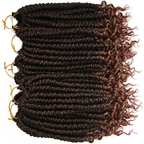 ROSESSEA Passion Twist Crochet Hair Ombre Brown 12 Inch Short Spring Curly Ends