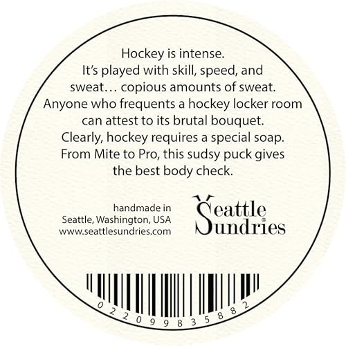 Seattle Sundries Slap Shot Hockey Puck Soap, Hockey Gift Idea 1 (4oz) Bar of Odor Fighting Activated Charcoal Soap in a Retro Gift Tin, Natural and Handmade