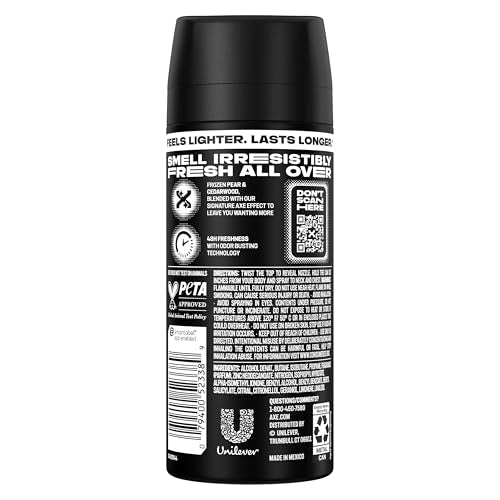 AXE Black Body Spray 4 Pack, 2.9 oz Each - 48 Hour Fresh Scent, Targeted Spray Technology