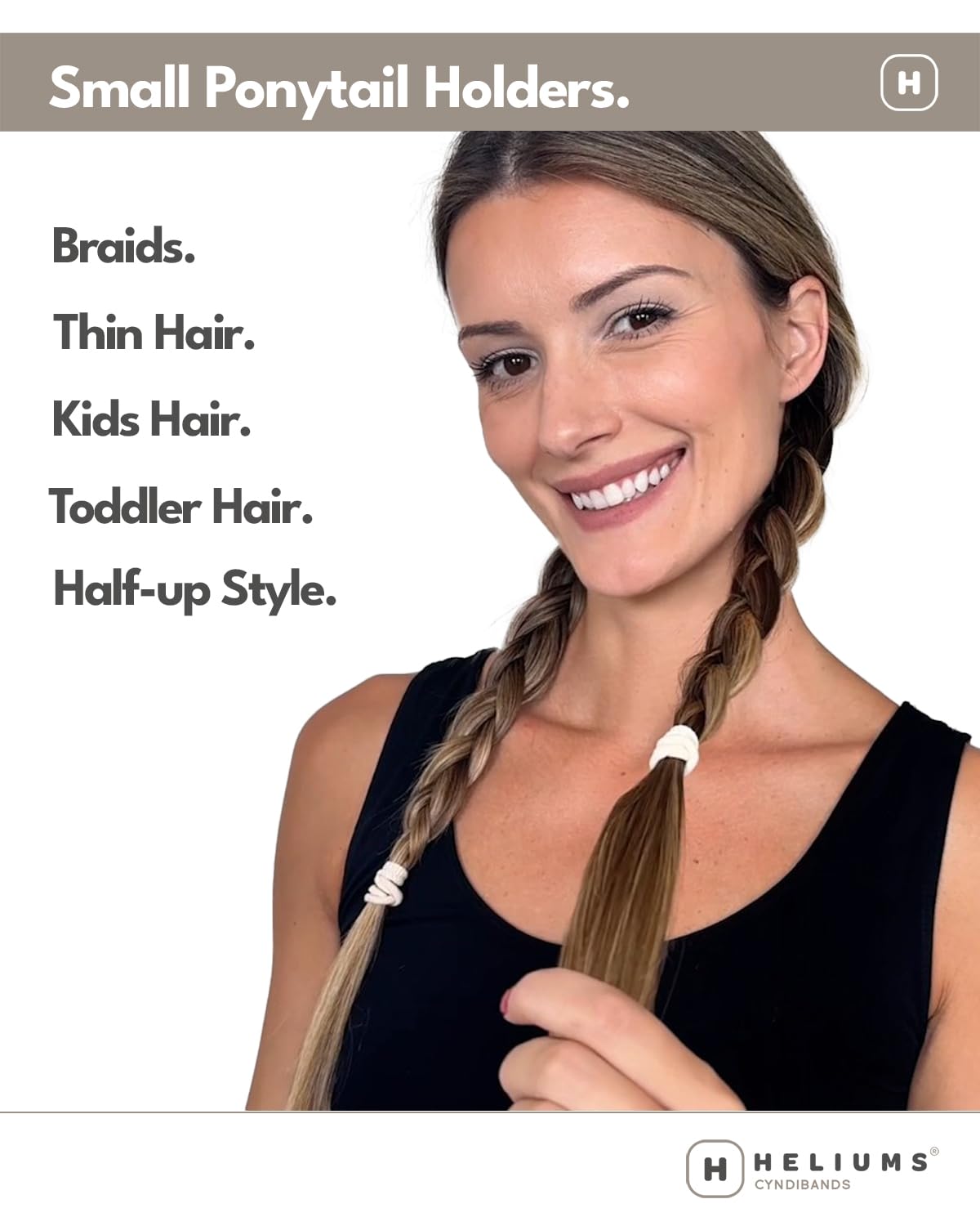 Heliums Small Soft Hair Ties - Blonde - 1 Inch Mini Nylon Bands, No Damage Ponytail Holders for Kids, Braids, and Thin Hair - 30 Count