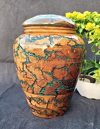 Large Wooden Resin Cremation Urn for Human Ashes - Merit Wooden Craft, Male/Female, Custom Funeral Box