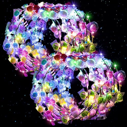 60PCS Light Up Flower Crown Headbands LED Flower Crowns for Parties & Weddings - Bright & Adjustable