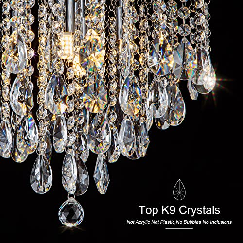 NSRCE 14 Inch Modern Crystal Flush Mount Ceiling Light Fixture for Bedroom & Dining