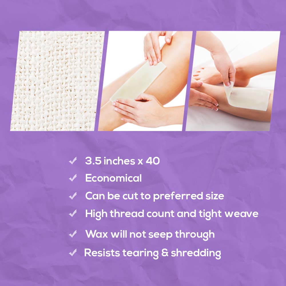 Satin Smooth Natural Muslin Waxing Cloth Roll for Hair Removal, 3.5 in x 40 yards