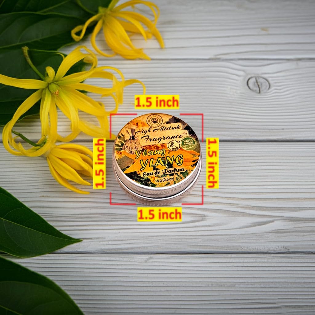 YLANG-YLANG Perfume - Eau de Parfum - Solid Balm - Aromatherapy Essential Oils (Cananga odorata, Tangerine, Jasmine, Hyacinth, Neroli, Linden, Lemon) Natural Fragrance, Travel, Favors, Gifts - 0.5oz