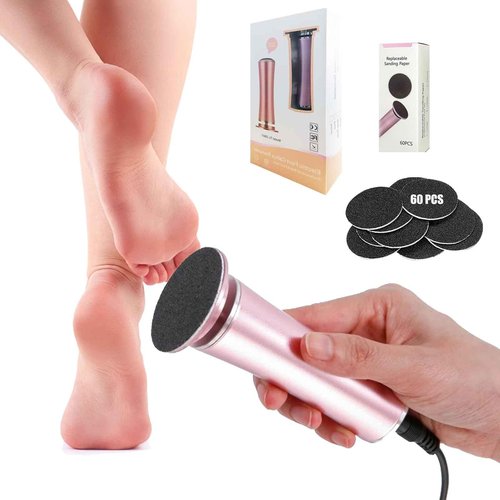 SRGARH Electric Callus Remover for feet, Adjustable Speed Foot File, with 60pcs Sandpaper Discs - for Cracked Heels - Working Women's Summer Pedicure Tool (Pink)
