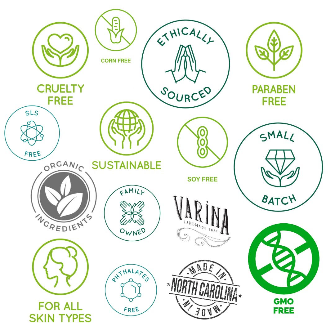 Varina Natural Green Clover Field Bar Soap - Gentle Cleansing for Sensitive Skin, Fresh - 3 Pack